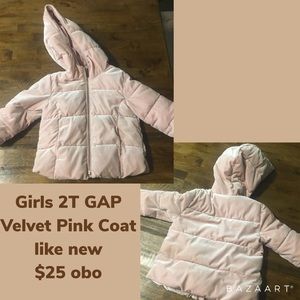 Toddler 2T velvet pink gap coat